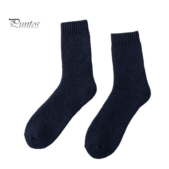 Thick Mid-calf Socks 1 Pair Unisex Knitted Mid-tube Plush Soft Warm Lady Sweat Absorption No Odor Anti-slip Elastic Casual Floor Versatile Cold