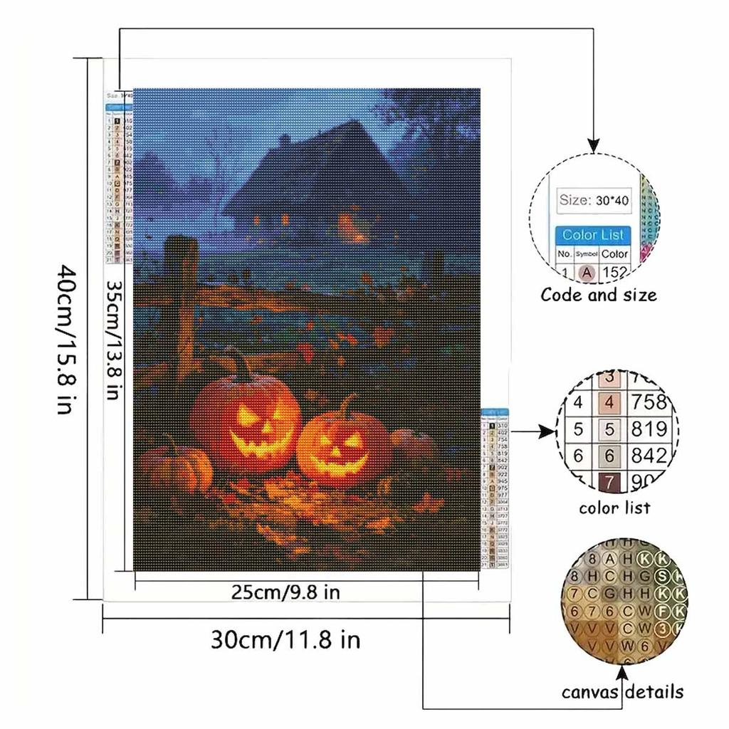 Halloween diamond painting kit handmade diy painting home decoration painting pumpkin house night scene wall art decor 92 characters
