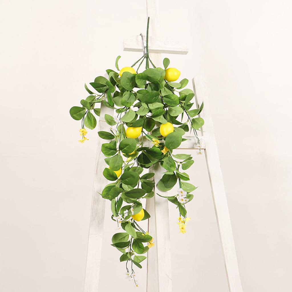 Lemon Teardrop Swag Plastic Hanging Artificial Lemon Wreath Fruit Swag for Front Door Summer Farmhouse Stairway