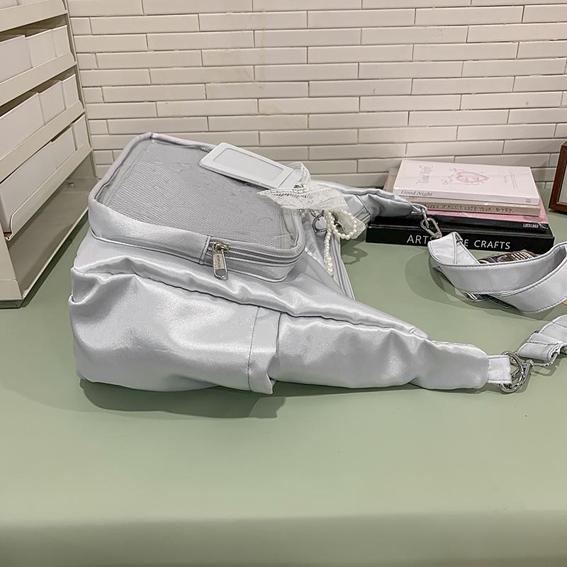 Fashion Aesthetic Soft Fabric Hobo Bag for Women Clear Pocket Ita Crossbody Bag Kawaii Girls Casual Shoulder Bag for Daily