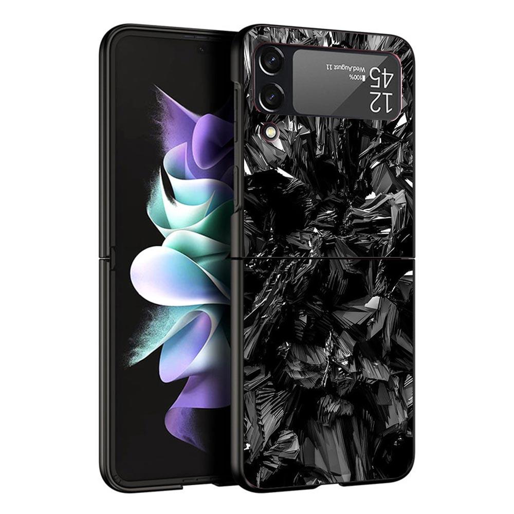 

Forged Carbon Pattern Black Phone Case For Samsung ZFlip7 ZFlip6 ZFlip5 ZFlip4 ZFlip3 5G Hard Protective Galaxy Z Flip 3 4 5 6 7 Samsung Z Flip 7
