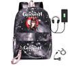 Harajuku Jugendliche Schultaschen Unisex Genshin Impact Reisetaschen USB-aufladbar Oxford Wasserdicht Notizbuch Schulterrucksäcke