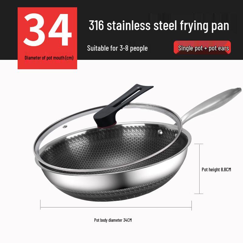 ZISIZ 316 Stainless Steel Wok