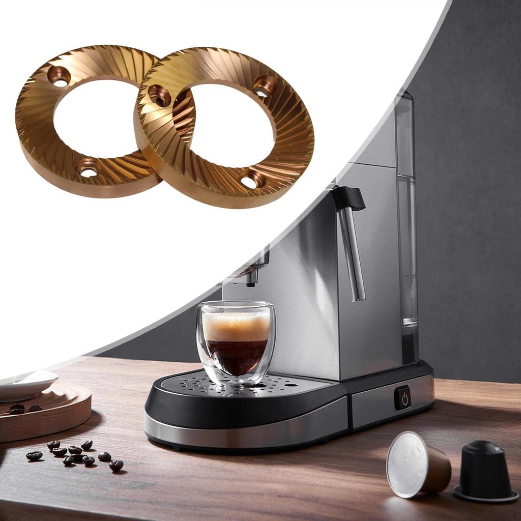 2Pcs 64mm Flat Burrs Espresso Machine Parts Replacement Coating Surface Coffee Accesory High