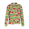 Women's Stand Collar Pullover Long Sleeve Top Christmas Print Sports Top