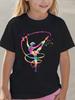 Buntes Rhythmische Gymnastik Bandtänzerin Sport Grafikdruck T-Shirt Familienpassend Jungen Mädchen Kinder Freizeit Kurzarm Oberteile