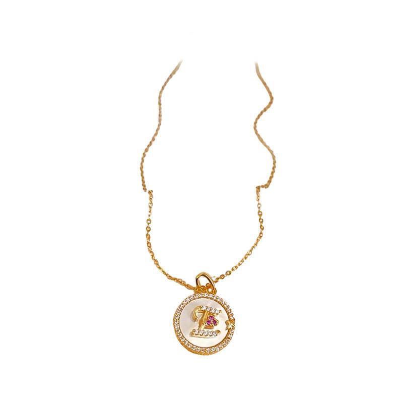 Simple Gold Zircon Letter Pendant Necklace For Women And Casual Wear