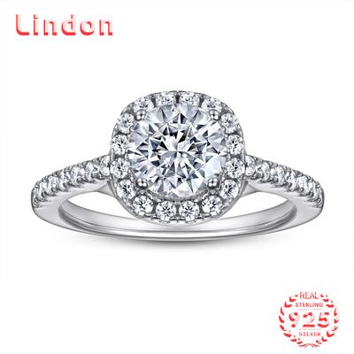 Lindon Classic 925 Sterling Silver Cyrkon Ring Ladies Biżuteria Obietnica ślubna Prezent