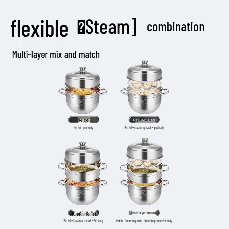304 Edelstahl 3-Lagen Dampfgarer