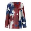 Women’s Long Sleeve Crewneck Top with American Flag and Floral Print Casual Loose Fit Pullover for Daily Wear
