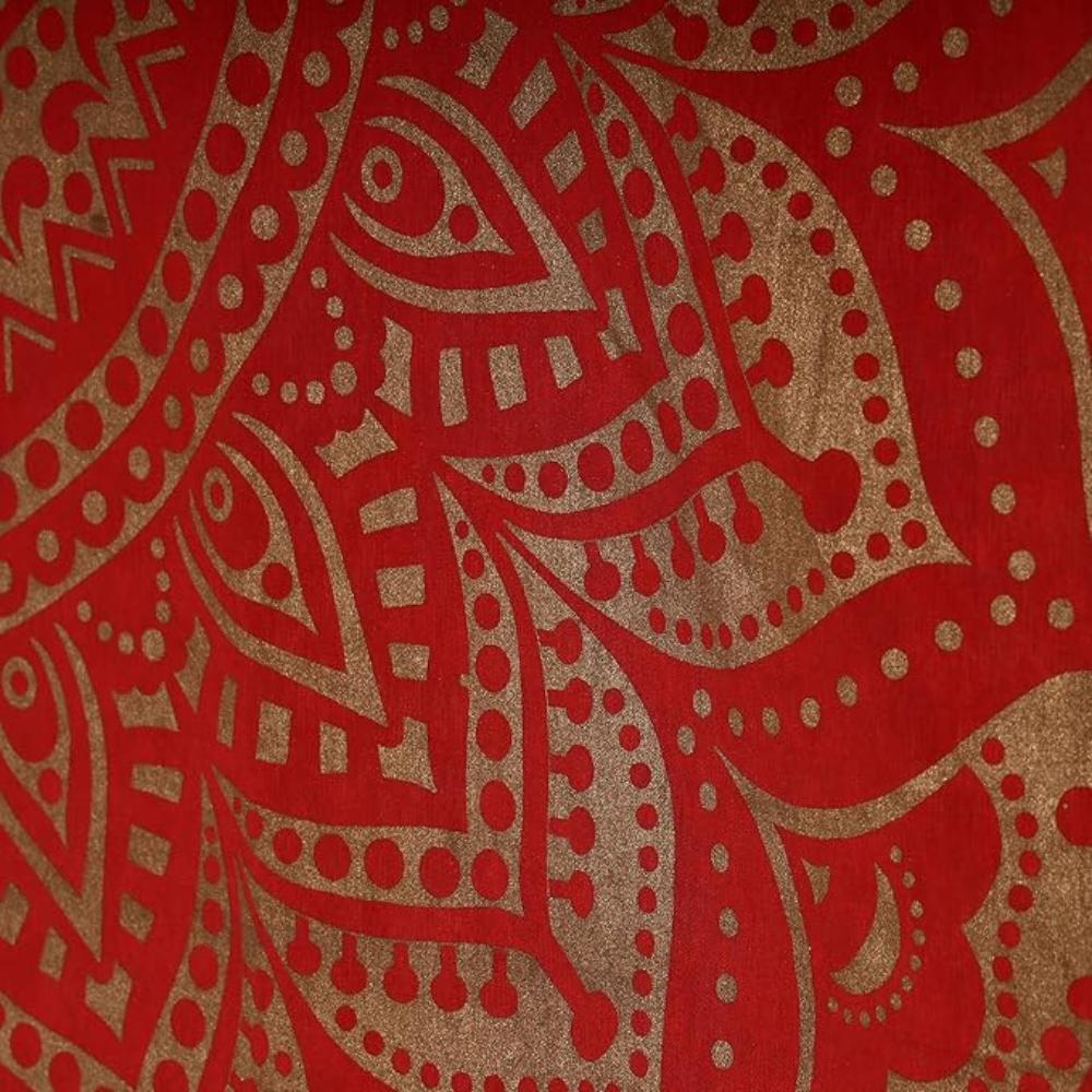 BLESS INTERNATIONAL Beautiful Indian Bohemian Psychedelic Hippie Tree of Life Window Curtain Panels for Bedroom, Living(Red Golden Flower)