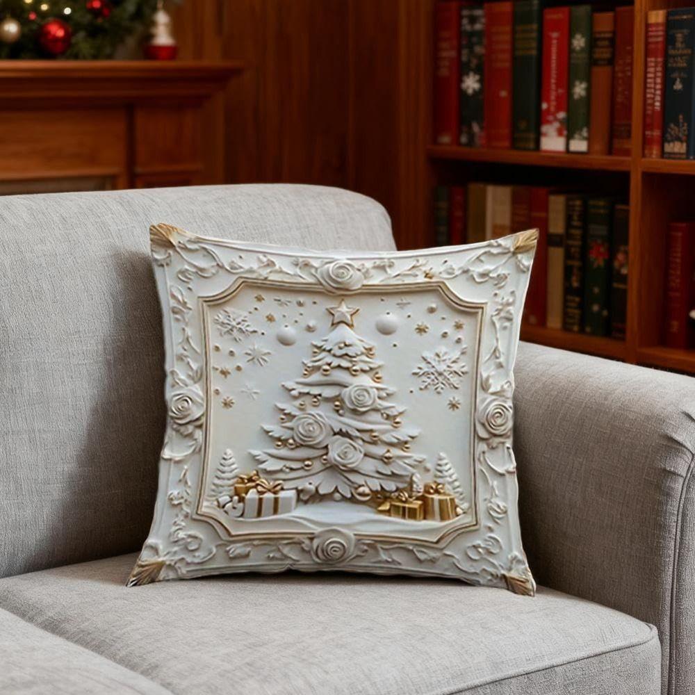 Christmas Day Pillowcase Pillow core protection Polyester Cushion Slipcover Removable Pillow Case Protector Holiday Supplies