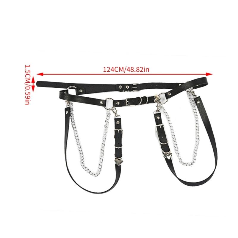 Punk Leather Waist Chain Belt Layered Ring Belly Chains Dance Body Accessories for Women and Girls