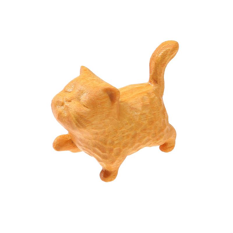Ručně vyřezávaná dřevěná kočka Kolekce dřevěných soch koček Dekorace figurky Dekorace na stůl Dekorace z buxusu Carving Kitten