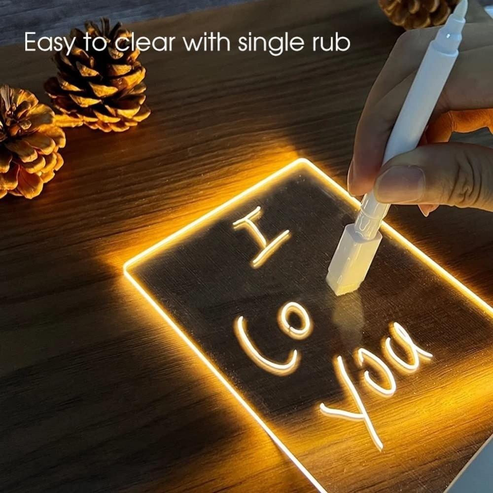 3D Glow Effect Message Board Night Light USB Powered Acrylic Writing Board Bedroom Decor