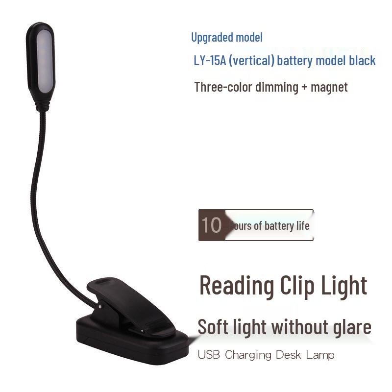 USB Charging LED Desk Lamp with Eye Protection & Flexible Hose Clip for Dorms and Bedside Use