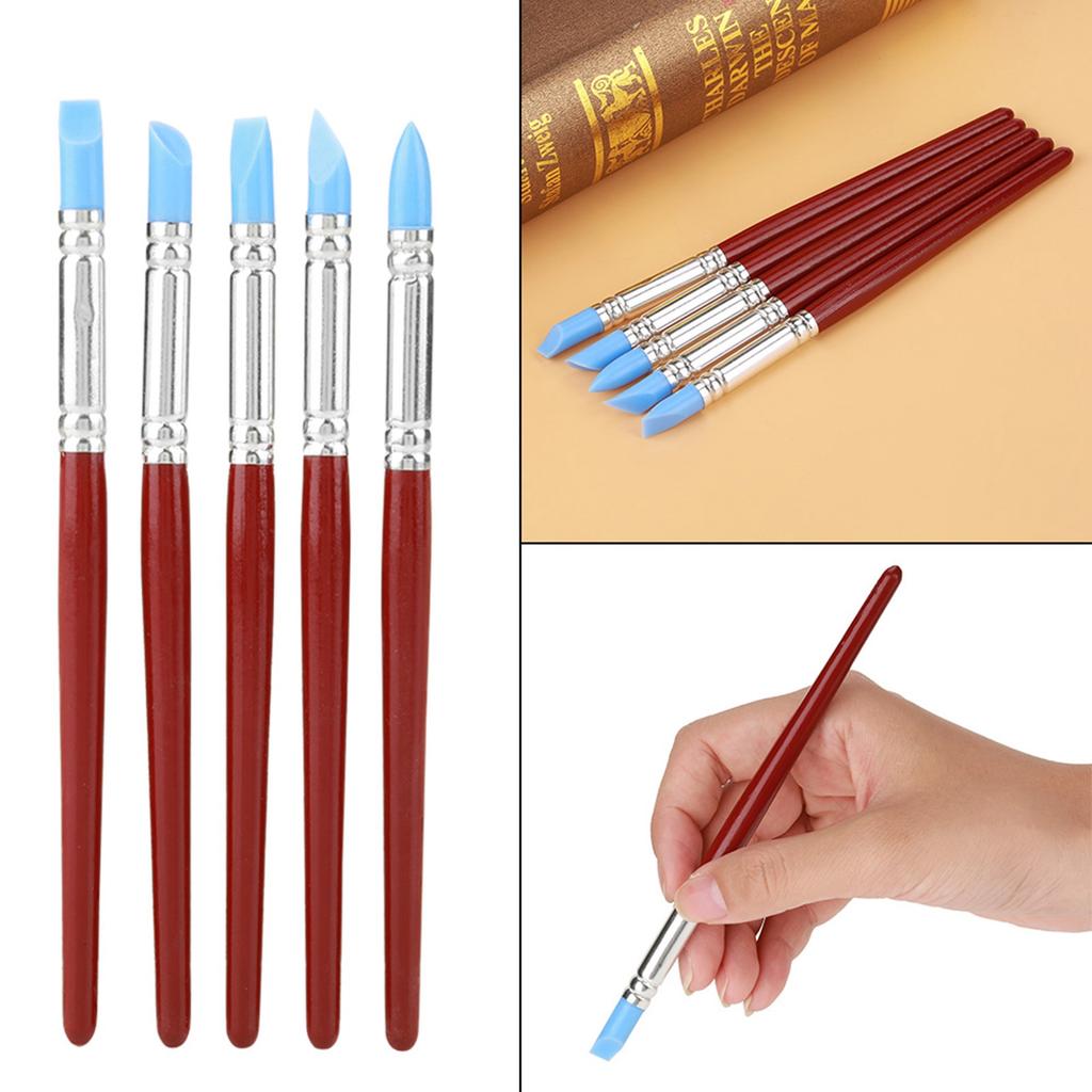 5pcs Rubber Tip Paint for Clay Sculpture Pottery DIY Shaping Carving Tool