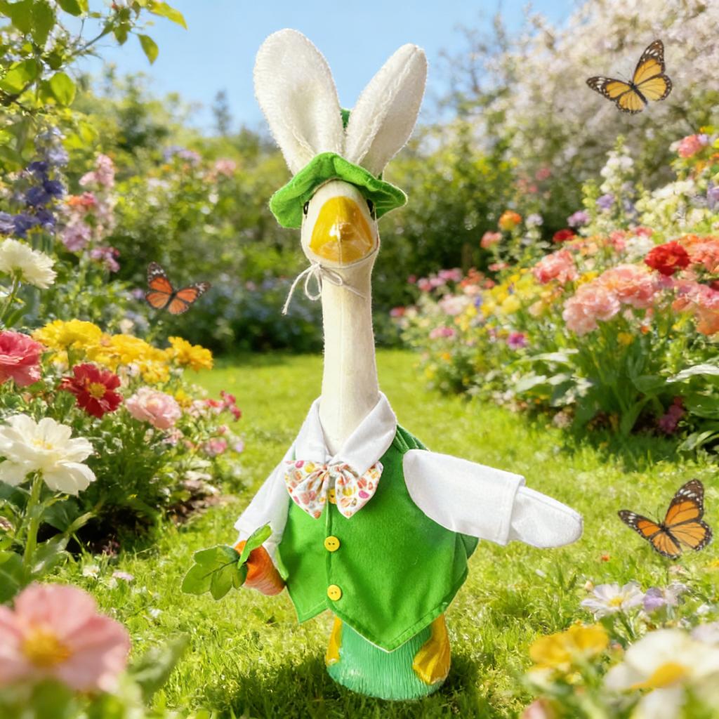 Easter Porch Geese Costume Plush Long Eared Rabbit Themed Outfit Porch Geese Statue Clothing For Holiday Decoration