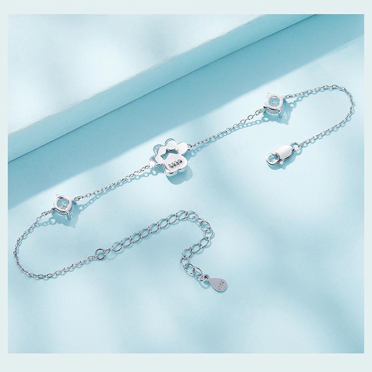 Yin Ziyun Exquisite Opal S925 Silver Cat Paw Print Bracelet - Niche Luxury Jewelry Gift