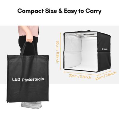 30cm/ 11,8 polegadas Dobrável LED Tenda de luz portátil de mesa para estúdio fotográfico Caixa de luz 128 unidades de contas de LED