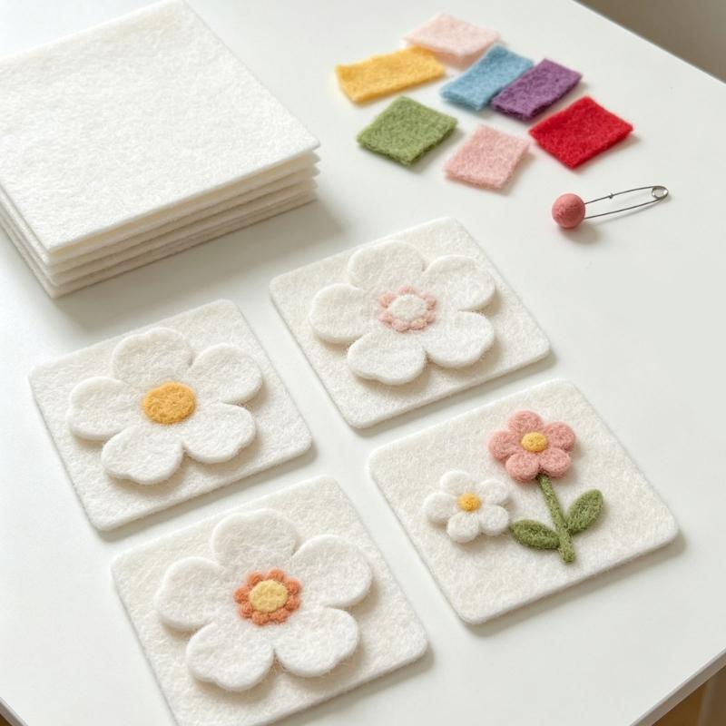 Soft Felt Fabric Sheets for Sewing and DIY Crafts, White 10 Piece 28.5X29CM Squares for Applique, Decorative Patching, and Handmade Projects