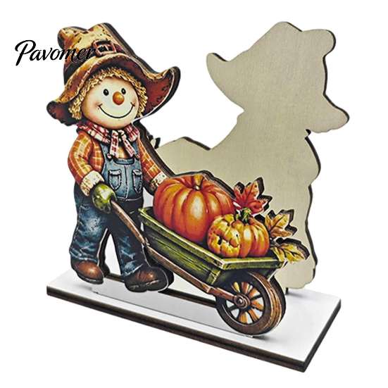 Solid Wood Tissue Storage Fall Scarecrow Wooden Napkin Holder, Harvest Pumpkin Autumn Table Accents Dispenser, Thanksgiving Farmhouse Tabletop