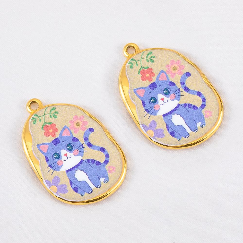 

2pcs 304 Stainless Steel Cartoon Animal Motif Pendants Niche Minimalist For DIY Necklace Jewelry Findings Embellishment Supplies 2pcs