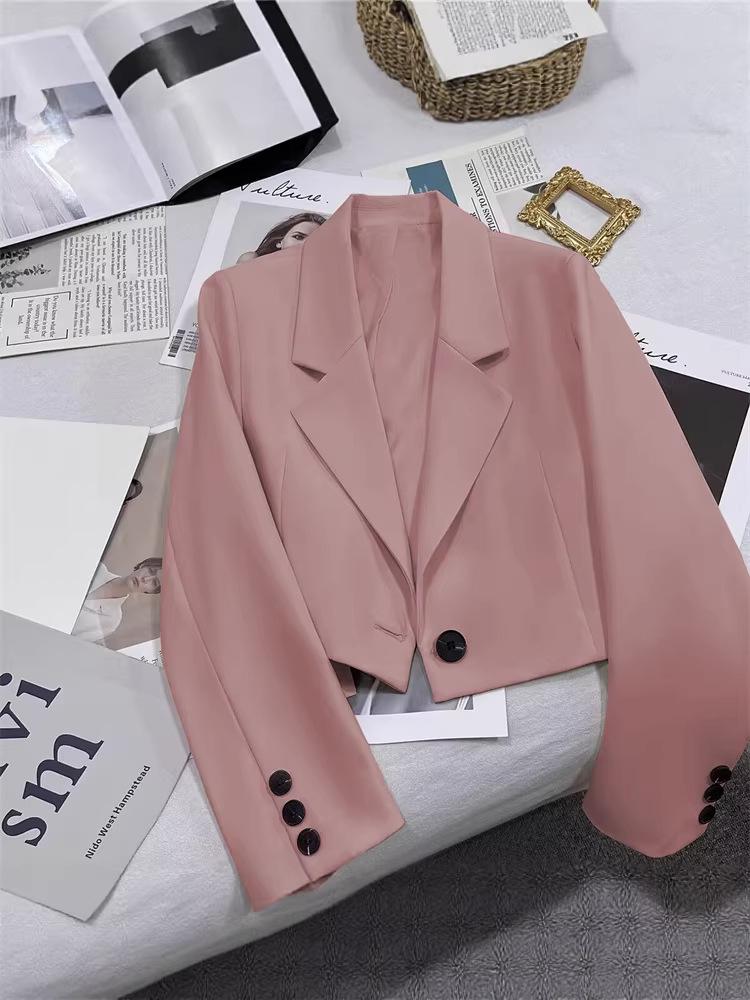 Chic Versatile Black Single-Button College Style Slimming Women's Blazer