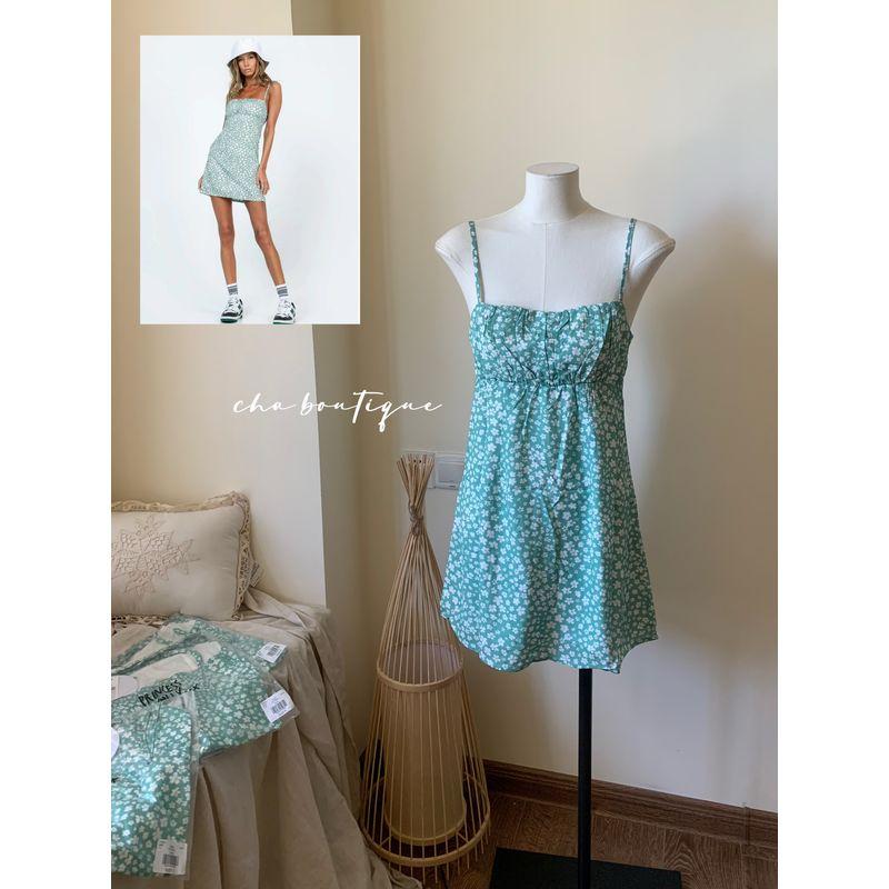 

Иностранный Заказ Pr1l Ce * Летнее Девушка Цветочный Зеленый Платье Платье на Бретелях C982