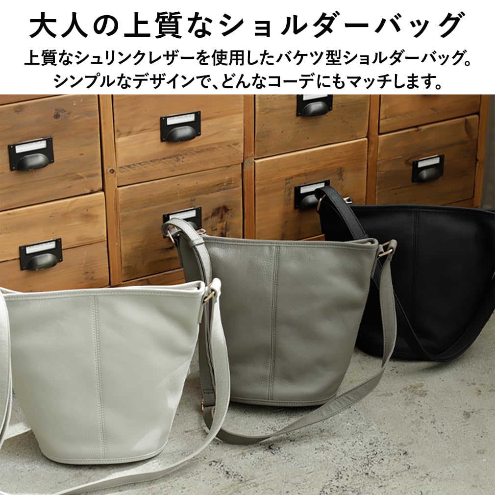 VITAFELICE Genuine Leather Bucket Shoulder Bag for Women, sib-20049n (Light Gray)