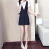 Black High-Waisted Slimming Two-Piece Overalls - Spring/Summer 2026 Girls' Casual Loose Straight Shorts