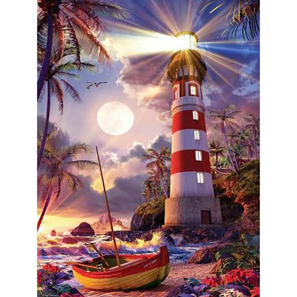5D DIY Diamond Painting Sea Scenery Architecture Diamond Embroidery Painting Full Round Diamond Mosaic DIY Home Decor Gifts