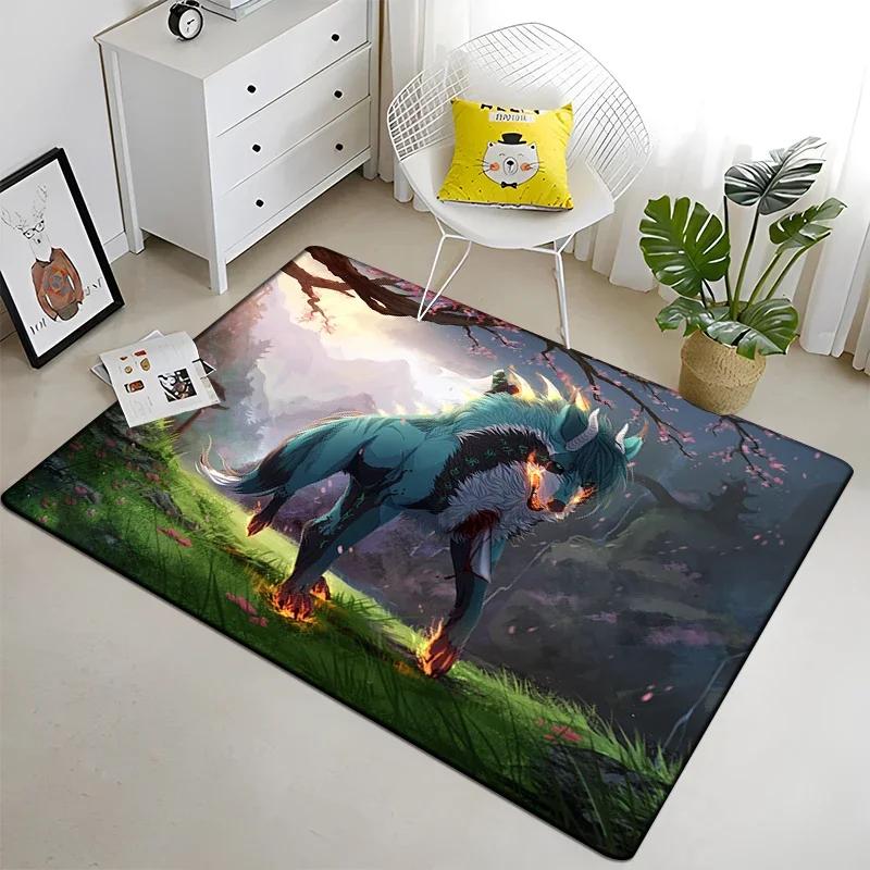 Wolf and Moon Pattern Carpet for Living Room Bedroom Home Decor Non-Slip Sofa Coffee Table Large Area Rug Soft Yoga Floor Mat