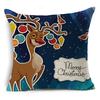 Santa Claus Cartoon Christmas Cushion Covers Reindeer Christmas Trees Linen Pillow Cover Decorative Sofa Couch Throw Pillows