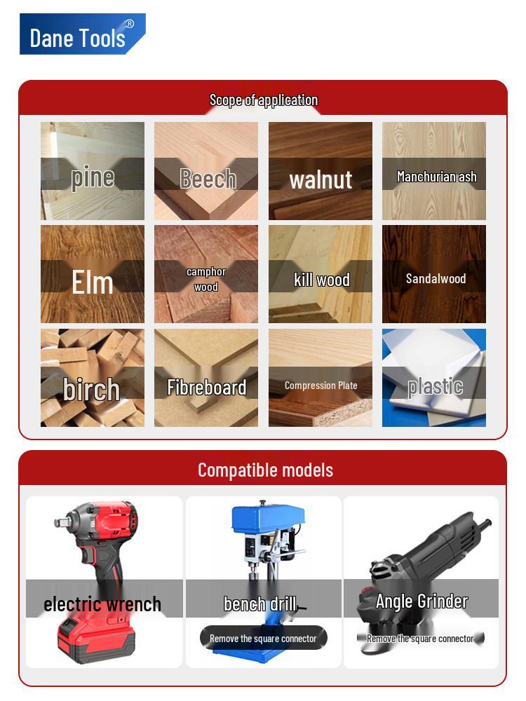 Dain High-Hardness Electric Wrench Woodworking Drill Bit Holder & Short Twist Drill Wood Hole Expander.