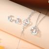 Premium Fashion Moonstone Rabbit Inlaid Diamond Clavicle Necklace Bracelet Jewelry Set For Women