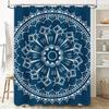 White Mandala Shower Curtain Blue Printed Bath Decorative Liner Extra Long Size (72x84) Polyester Fabric for Water Repellency Ho
