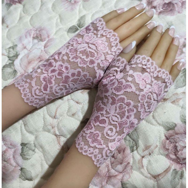 New Elastic Lace Half Finger Gloves Thin Short Finger Leakage Sun Protection Driving Non Slip UV Protection Scar Covering Tattoo