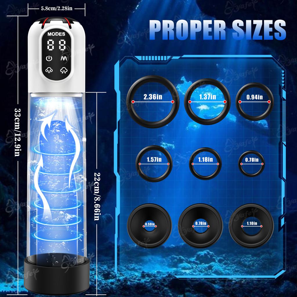 Electric Penis Pump Adult Sex Toys for Men Water Pump Penis Erectile Extender 4 Training 3 Suction Modes 6 Penis Ring 3 Sleeves