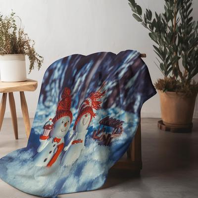 Tuniu Cute Snowman Christmas Blanket for Sofa Bed Living Room Decor Gift Idea