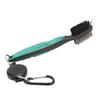Golf Club Brush with Retractable Cord Dual Sided Steel Bristles Ergonomic Handle Golf Club Cleaning Brush Green