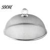 Stainless Steel Food Mesh for Kitchen Cover with Handle, Round Portable Metal Tent Backyard Barbecue Protector, Durable Guard Dishes And Fruit