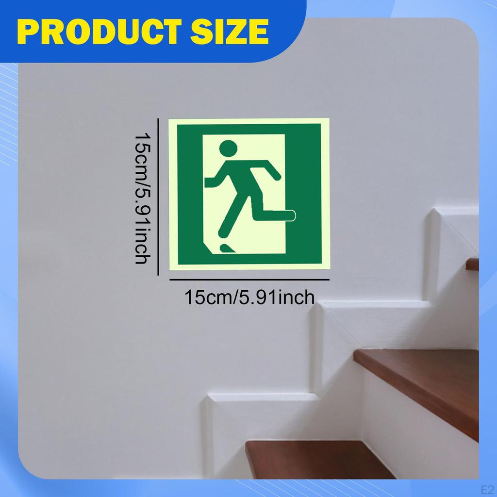 5 Pieces Exit Sign Stickers Waterproof 15x15 cm for Commercial