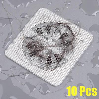 10Pcs Disposable Floor Drain Filter Screen, Sewer Filter Screen, Bathroom, Shower Room, Hair Prevention and Hair Blocking Floor Drain Sticker