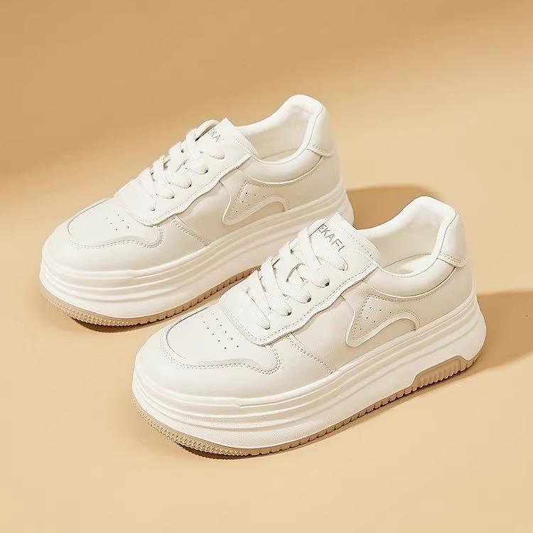 Campus Thick Baseplate Shoes Women's 2025 New Summer Casual Sports Shoes Versatile Women's Shoes Round Head Height White Shoes