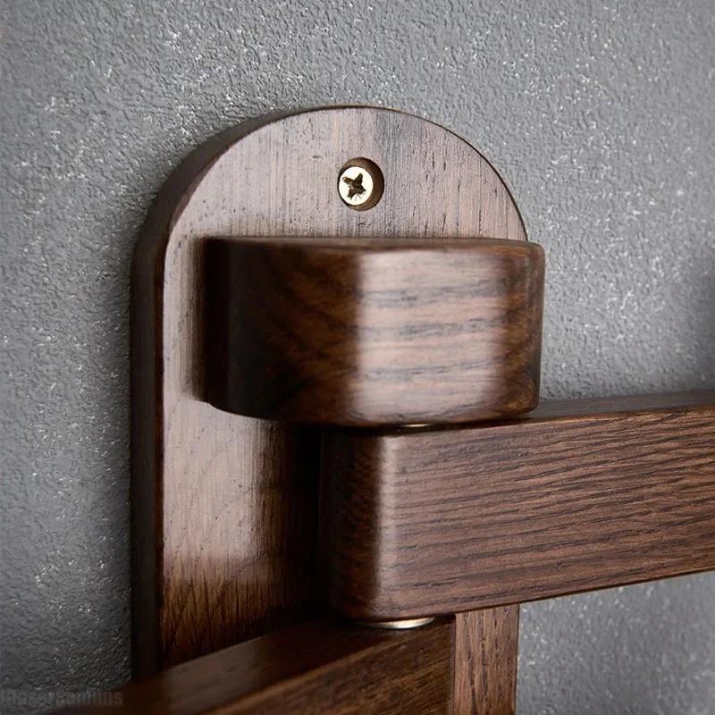 Wall Wood Coat Racks 5 Hooks Room Entrance Foldable Wall Mounted Clothes Racks Wardrobe Living Room Cabinets Hanging Accessories