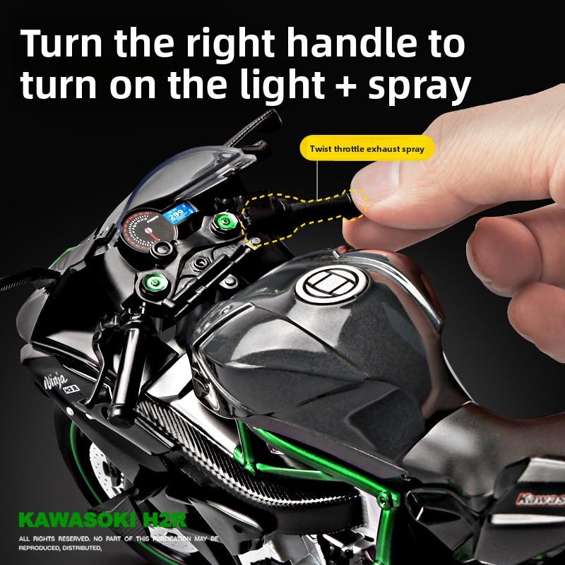 1/9 Scale Simulation Spray Kawasaki H2r Motorcycle Model Simulation Alloy Locomotive Toys Model Boy Car Collection Miniature
