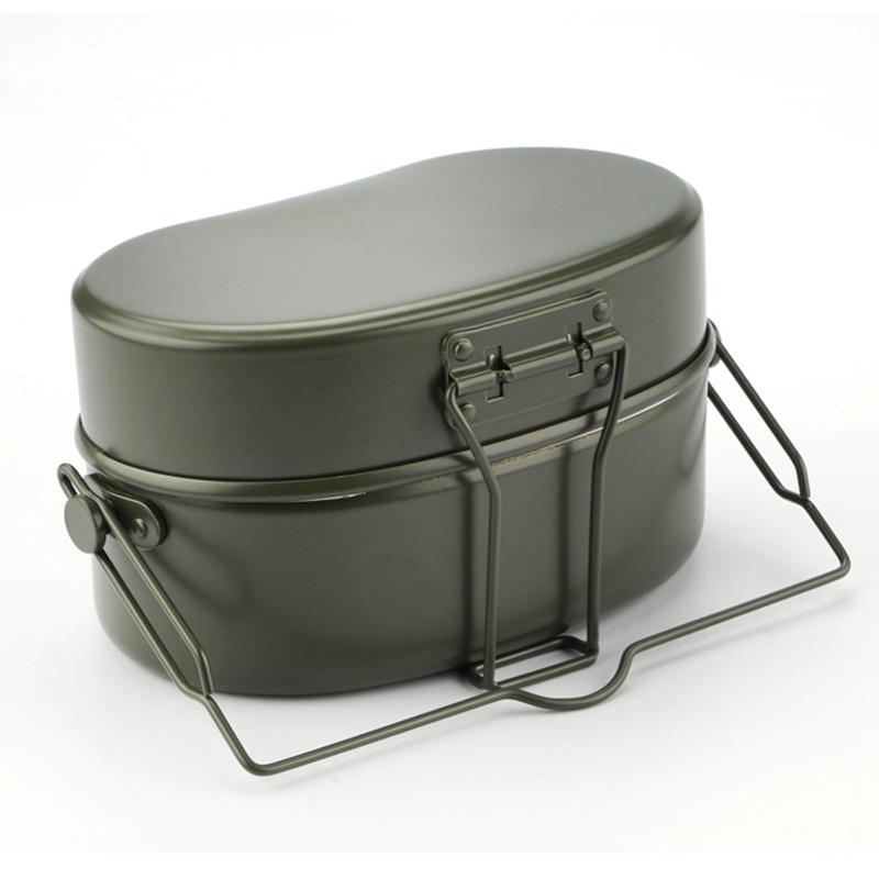 Aluminum Lunch Box Cookware Outdoor Camping Rice Cooker German Style Mess Kit Three-Part Portable Cooking Pan Pot