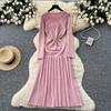 Womens Long Sleeve Knit Dress Slim Fit Round Neck Beaded Fall Winter Party Casual