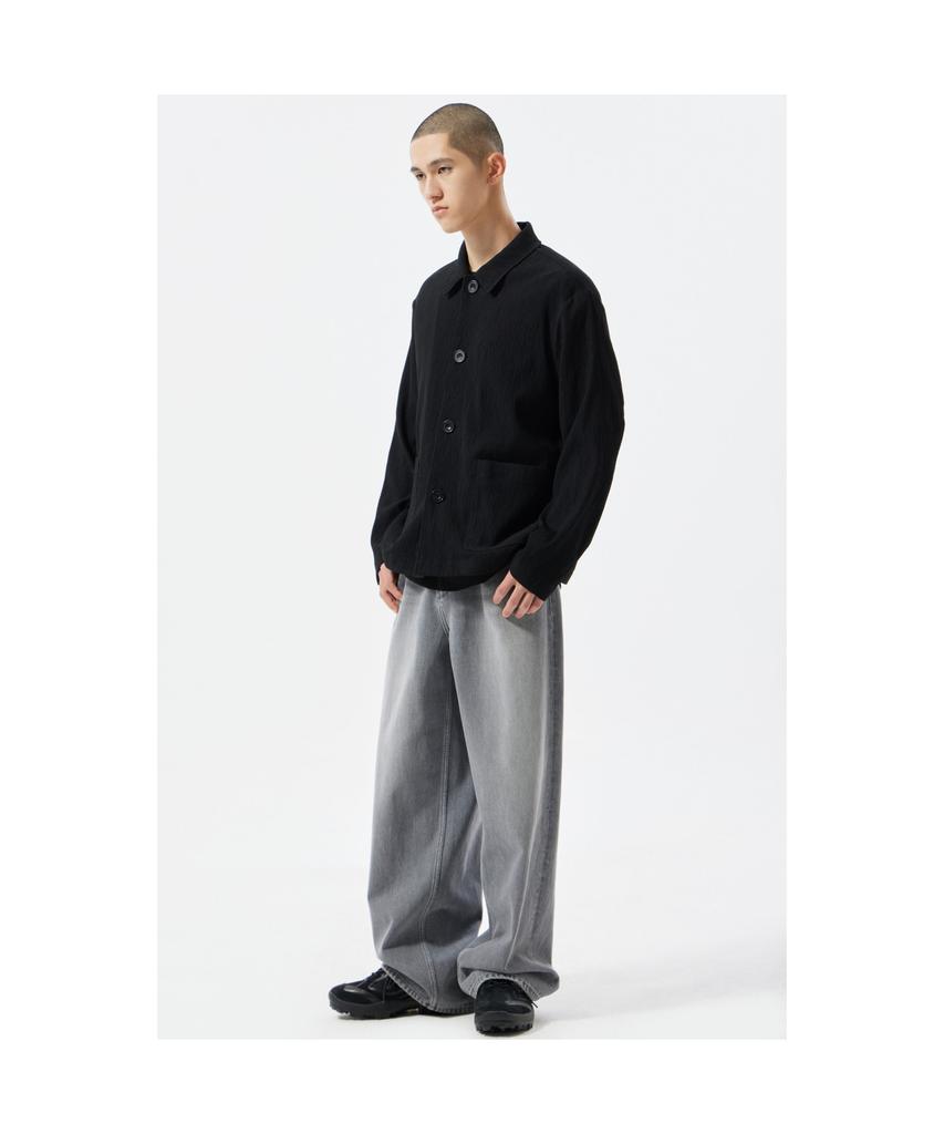 Customellow Black Pleats Work Jacket Cwjam25433Bkx